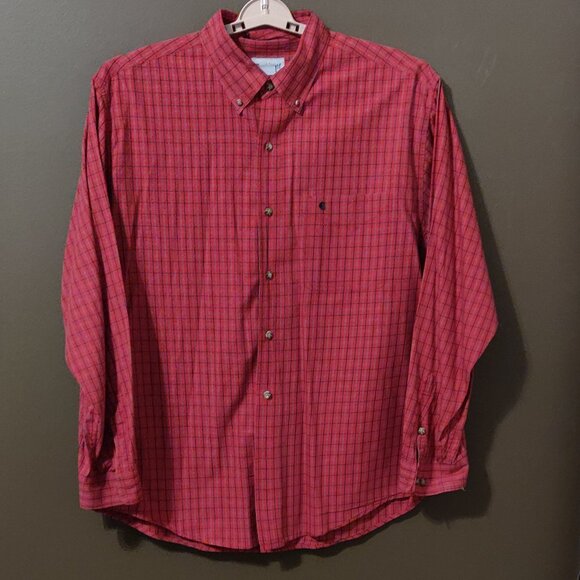Carhartt Men's Red Plaid Long Sleeve Button Down Collar Shirt SIZE XL - Picture 1 of 5
